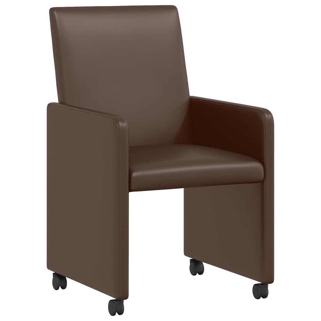 VidaXL Eetstoelen met wielen 2 pcs Bruin 57 x 66 x 94 cm Kunstleer