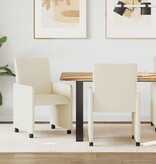 VidaXL Eetstoelen met wielen 2 pcs Crème 57 x 66 x 94 cm Kunstleer