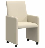 VidaXL Eetstoelen met wielen 2 pcs Crème 57 x 66 x 94 cm Kunstleer