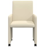 VidaXL Eetstoelen met wielen 2 pcs Crème 57 x 66 x 94 cm Kunstleer