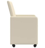 VidaXL Eetstoelen met wielen 2 pcs Crème 57 x 66 x 94 cm Kunstleer