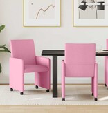 VidaXL Eetstoelen met wielen 2 pcs Roze 57 x 66 x 94 cm Stof