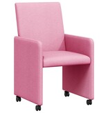 VidaXL Eetstoelen met wielen 2 pcs Roze 57 x 66 x 94 cm Stof