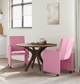 VidaXL Eetstoelen met wielen 2 pcs Roze 57 x 66 x 94 cm Stof