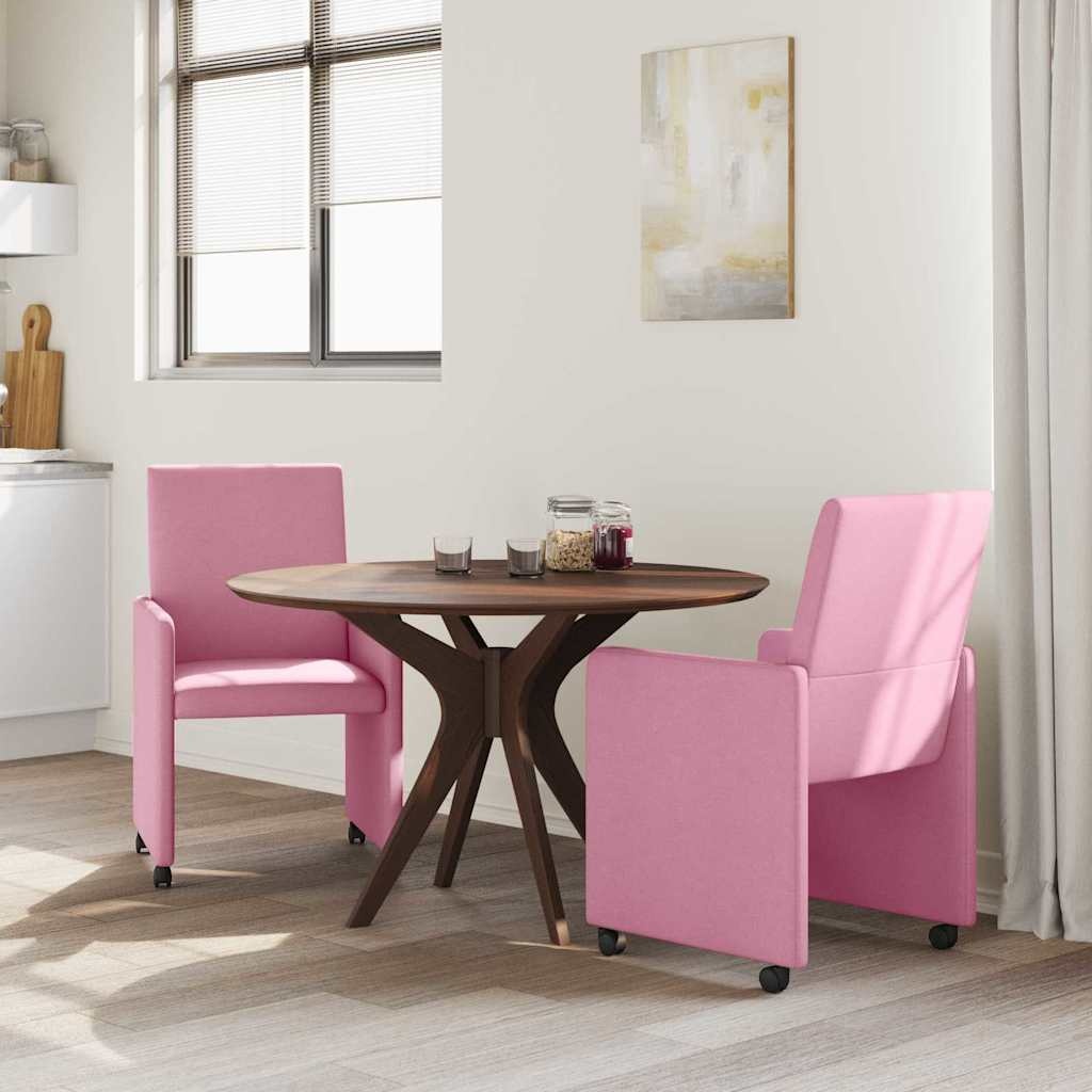 VidaXL Eetstoelen met wielen 2 pcs Roze 57 x 66 x 94 cm Stof