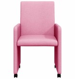 VidaXL Eetstoelen met wielen 2 pcs Roze 57 x 66 x 94 cm Stof