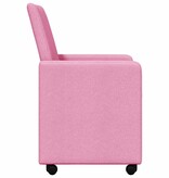 VidaXL Eetstoelen met wielen 2 pcs Roze 57 x 66 x 94 cm Stof
