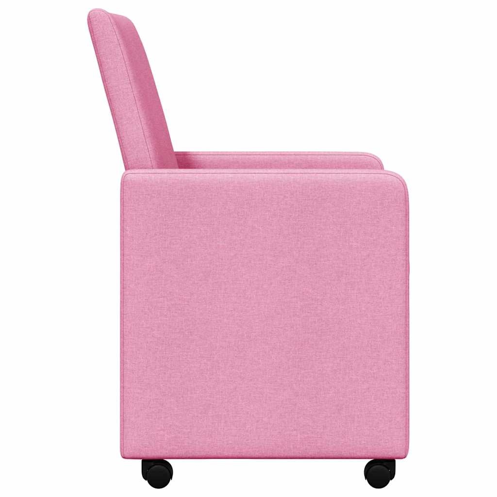 VidaXL Eetstoelen met wielen 2 pcs Roze 57 x 66 x 94 cm Stof