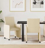 VidaXL Eetstoelen met wielen 2 pcs Crème 57 x 66 x 94 cm Stof