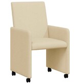 VidaXL Eetstoelen met wielen 2 pcs Crème 57 x 66 x 94 cm Stof