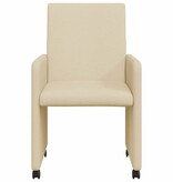 VidaXL Eetstoelen met wielen 2 pcs Crème 57 x 66 x 94 cm Stof