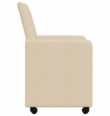 VidaXL Eetstoelen met wielen 2 pcs Crème 57 x 66 x 94 cm Stof