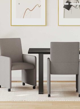 VidaXL Eetstoelen met wielen 2 pcs Taupe 57 x 66 x 94 cm Stof