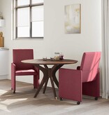 VidaXL Eetstoelen met wielen 2 pcs Wijnrood 57 x 66 x 94 cm Stof