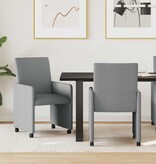 VidaXL Eetstoelen met wielen 2 pcs Lichtgrijs 57 x 66 x 94 cm Stof