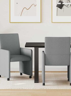 VidaXL Eetstoelen met wielen 2 pcs Lichtgrijs 57 x 66 x 94 cm Stof