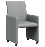 VidaXL Eetstoelen met wielen 2 pcs Lichtgrijs 57 x 66 x 94 cm Stof