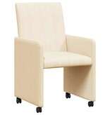 VidaXL Eetstoelen met wielen 2 pcs Crème 57 x 66 x 94 cm Katoenen stof