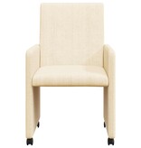 VidaXL Eetstoelen met wielen 2 pcs Crème 57 x 66 x 94 cm Katoenen stof