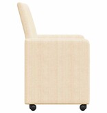 VidaXL Eetstoelen met wielen 2 pcs Crème 57 x 66 x 94 cm Katoenen stof