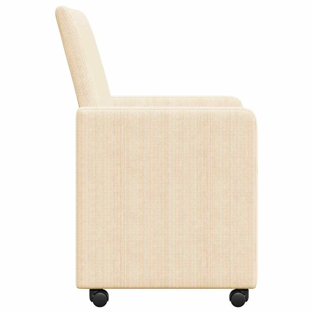 VidaXL Eetstoelen met wielen 2 pcs Crème 57 x 66 x 94 cm Katoenen stof