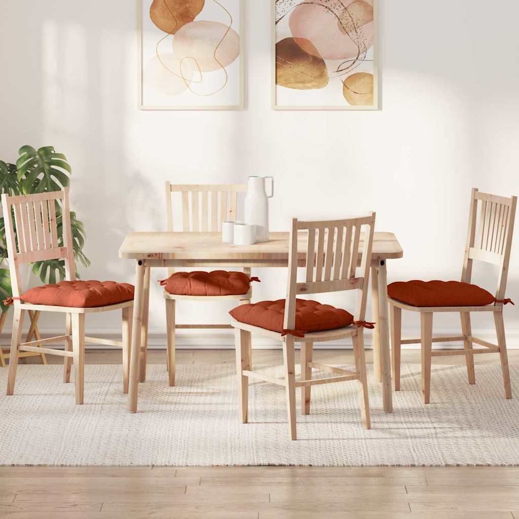 VidaXL Zitkussens 4 pcs Rood-oranje 40 x 40 x 6 cm Katoen Stof