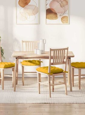 VidaXL Zitkussens 4 pcs Lichtgeel 40 x 40 x 6 cm Katoen Stof