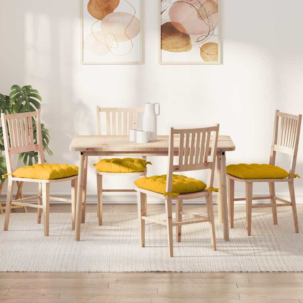 VidaXL Zitkussens 4 pcs Lichtgeel 40 x 40 x 6 cm Katoen Stof