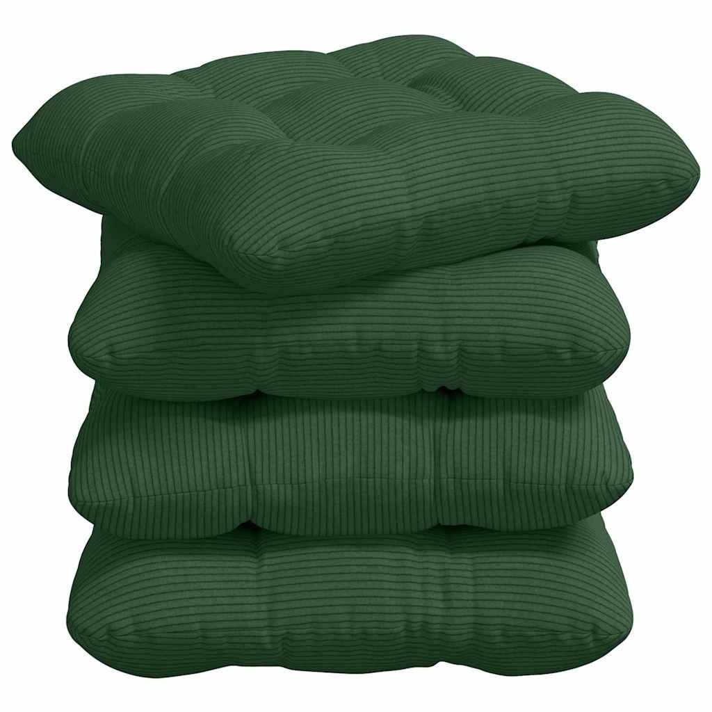 VidaXL Zitkussens 4 pcs Donkergroen 40 x 40 cm Katoen Stof