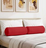 VidaXL Bolster Kussens 2 pcs Rood Ø 25 x 70 cm Stof