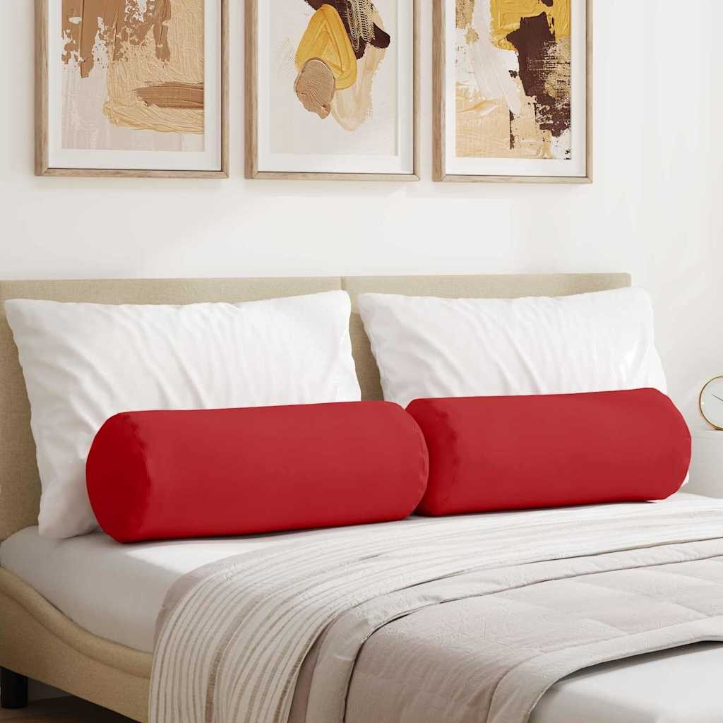 VidaXL Bolster Kussens 2 pcs Rood Ø 25 x 70 cm Stof