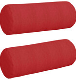 VidaXL Bolster Kussens 2 pcs Rood Ø 25 x 70 cm Stof