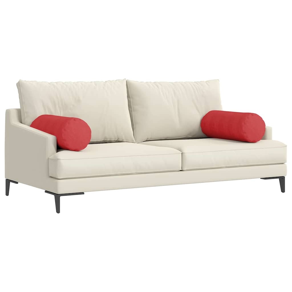 VidaXL Bolster Kussens 2 pcs Rood Ø 25 x 70 cm Stof