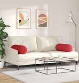 VidaXL Bolster Kussens 2 pcs Rood Ø 25 x 70 cm Stof