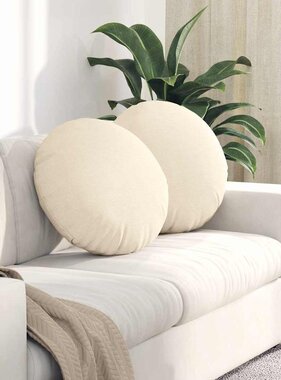 VidaXL Zitkussens 2 pcs Crème Ø 50 cm Katoen Stof