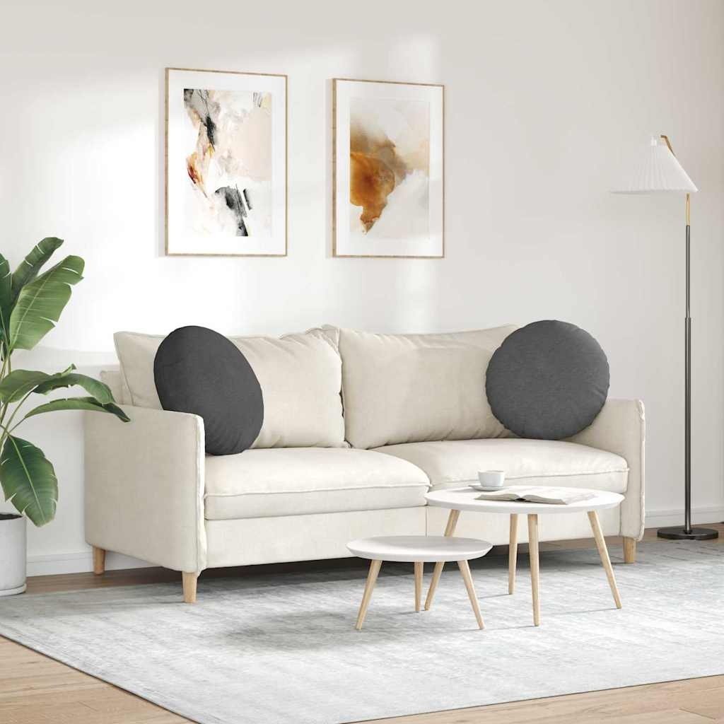 VidaXL Zitkussens 2 pcs Donkergrijs Ø 50 cm Katoen Stof