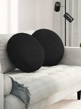 VidaXL Zitkussens 2 pcs Zwart Ø50 x 19 cm Stof