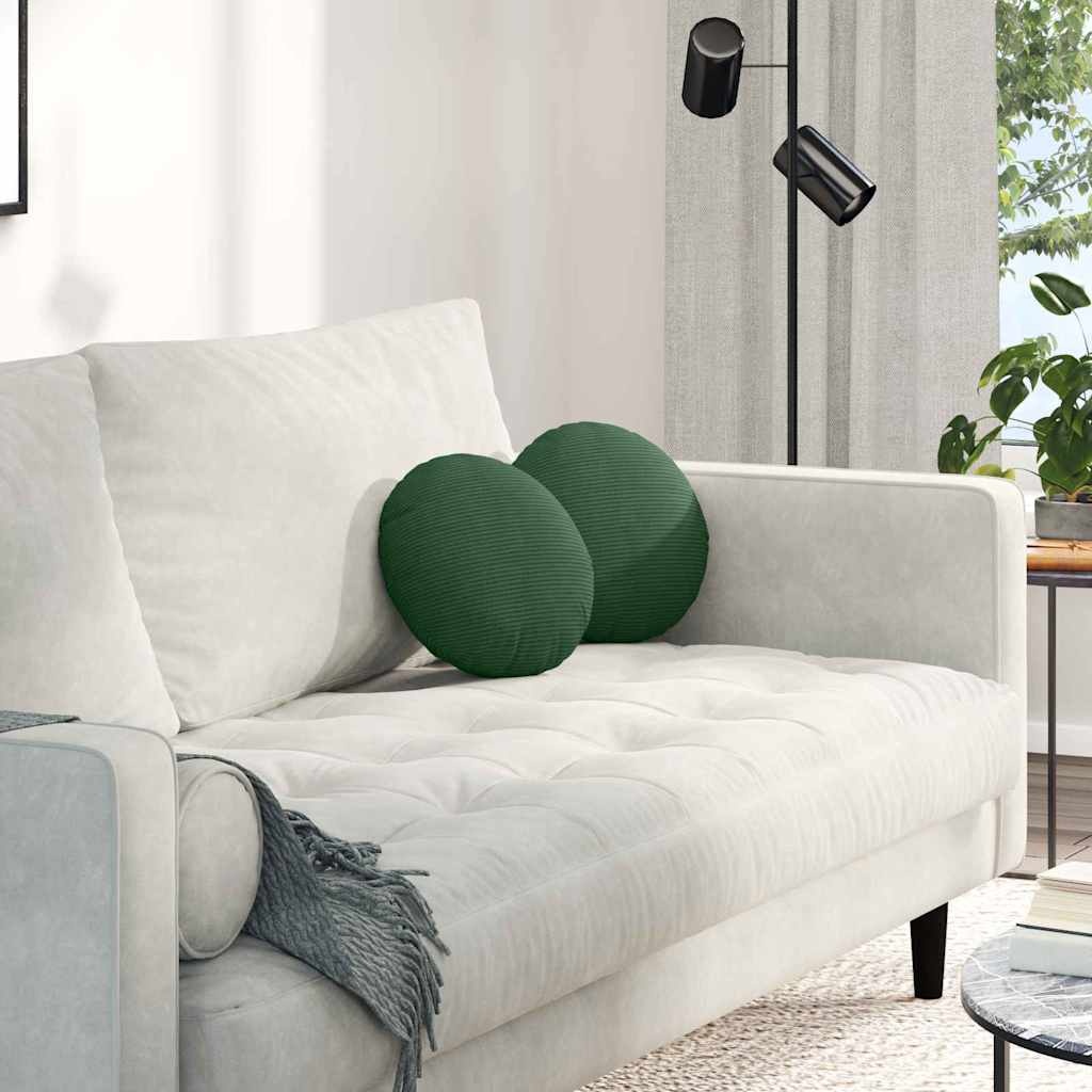 VidaXL Zitkussens 2 pcs Donkergroen Ø 30 cm Katoen Stof