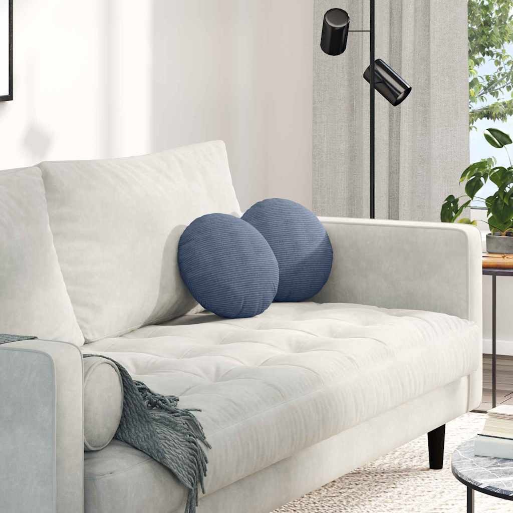 VidaXL Zitkussens 2 pcs Blauw Ø 30 cm Katoen Stof