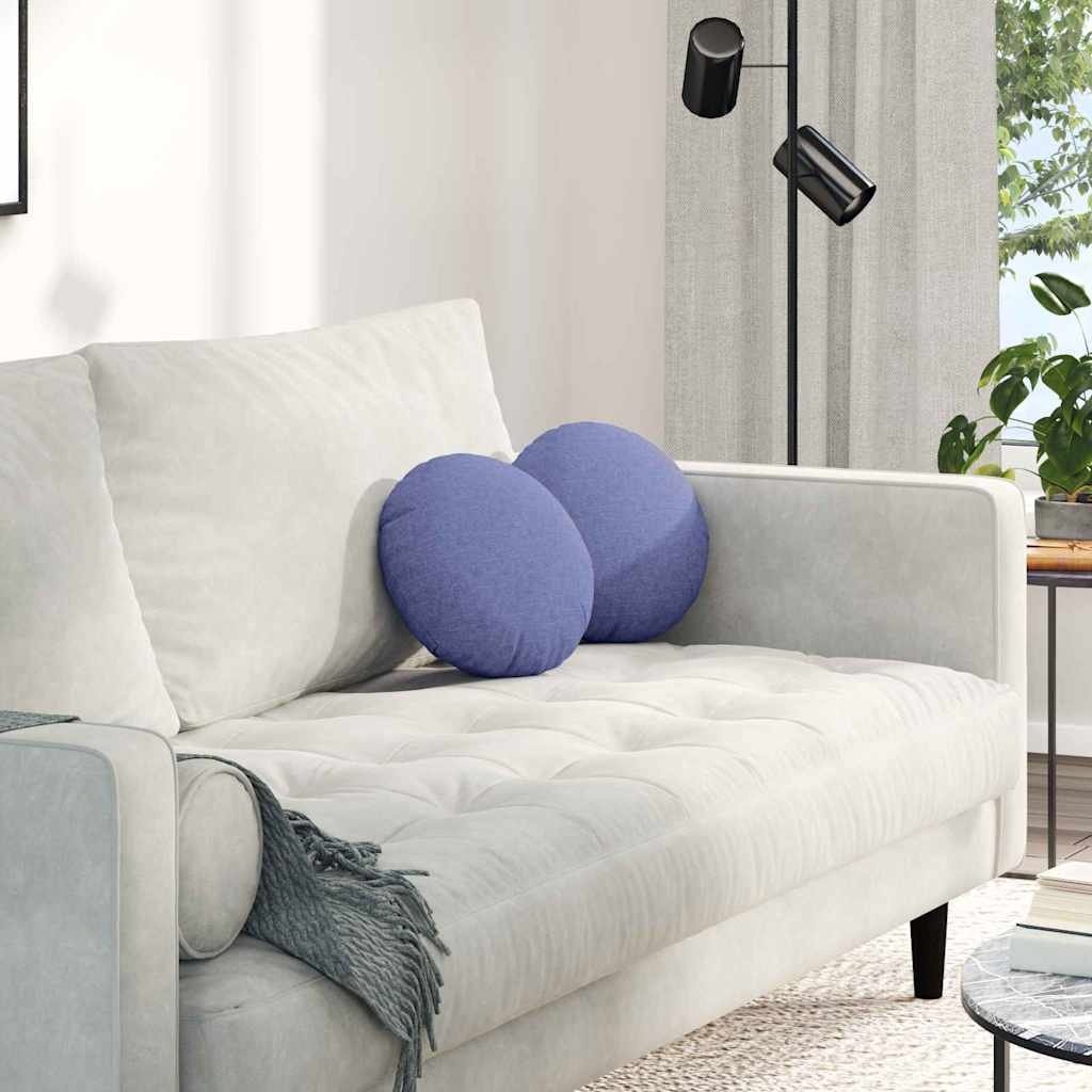 VidaXL Zitkussens 2 pcs Jeans Blauw Ø30 x 13 cm Stof