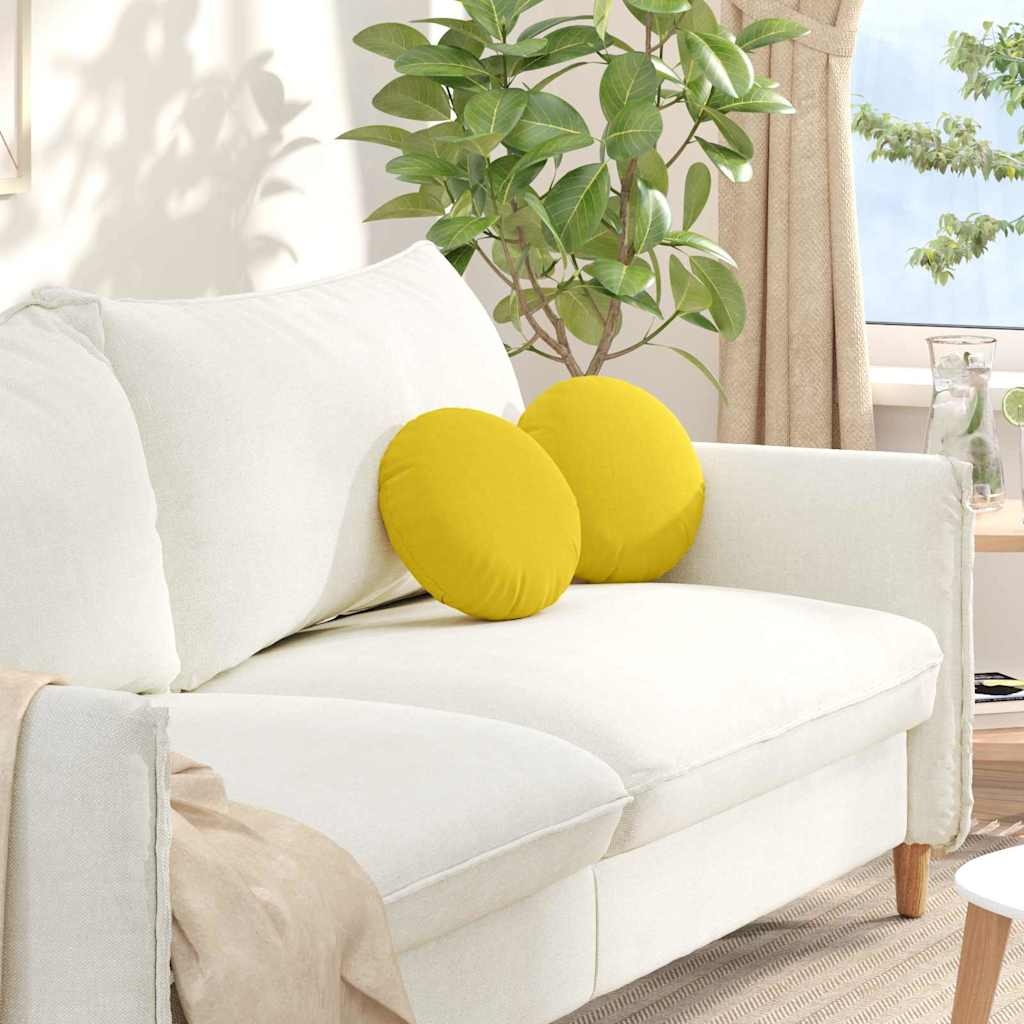 VidaXL Zitkussens 2 pcs Lichtgeel Ø30 x 13 cm Stof