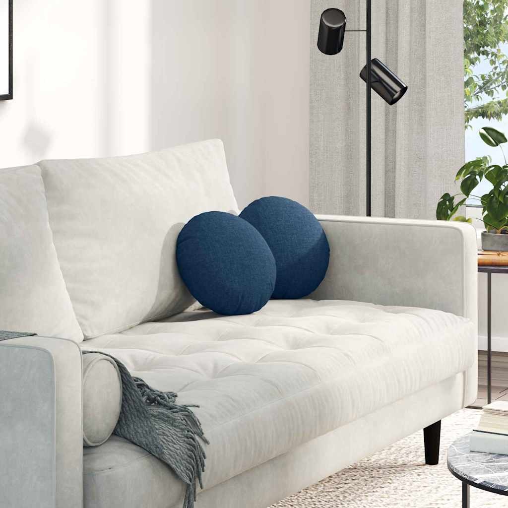 VidaXL Zitkussens 2 pcs Blauw Ø30 x 13 cm Stof