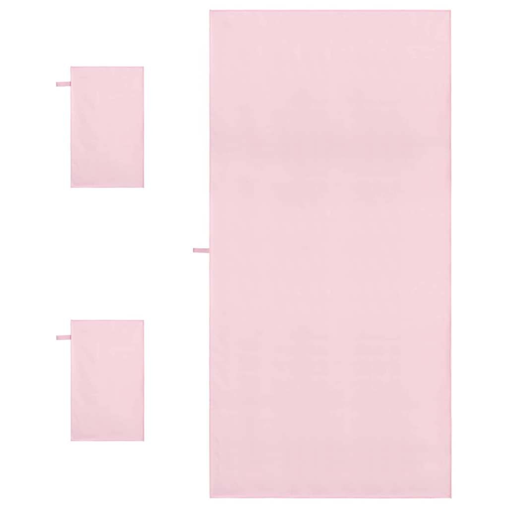 VidaXL Set van Sporthanddoeken 3 pcs Roze Polyester en Polyamide