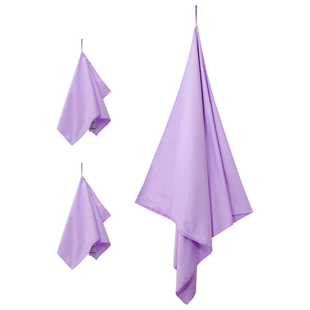 VidaXL Set van Sporthanddoeken 3 pcs Paars Polyester en Polyamide