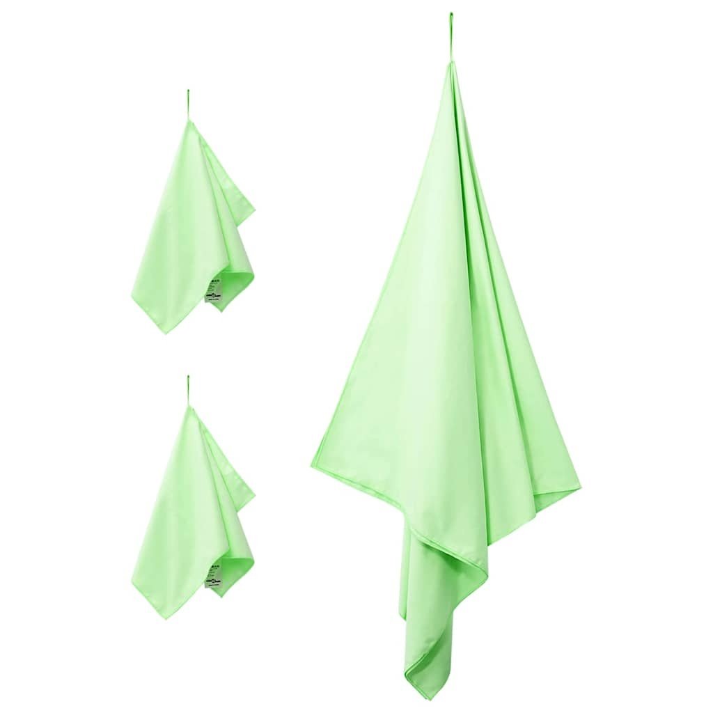 VidaXL Set van Sporthanddoeken 3 pcs Groen Polyester en Polyamide