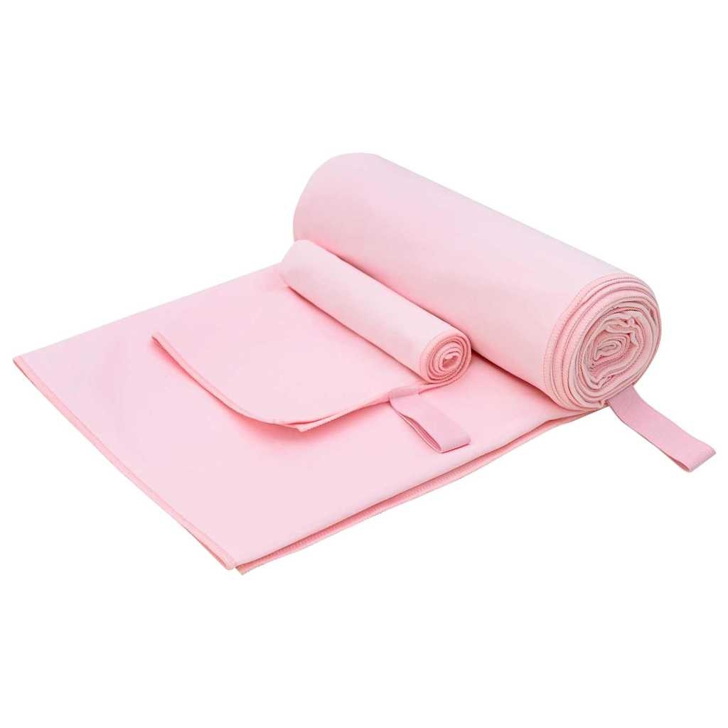 VidaXL Set van Sporthanddoeken 2 pcs Roze Stof