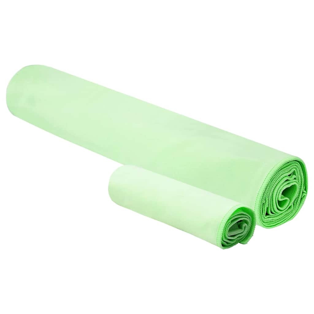 VidaXL Set van Sporthanddoeken 2 pcs Groen Stof