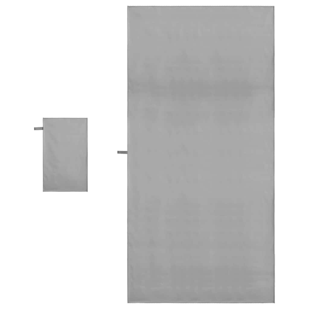VidaXL Set van Sporthanddoeken 2 pcs Donkergrijs Stof