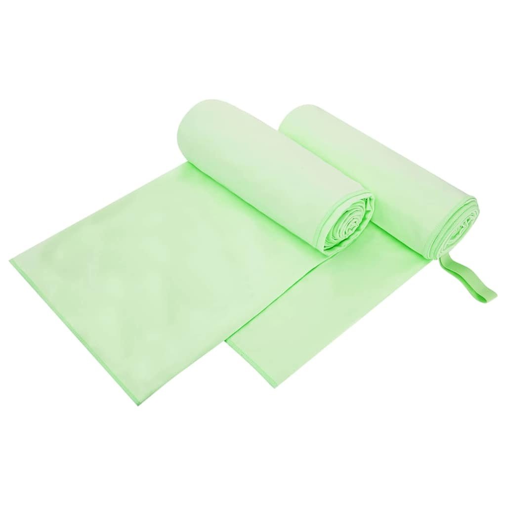 VidaXL Sporthanddoeken 2 pcs Groen 200 x 100 cm Polyester en polyamide