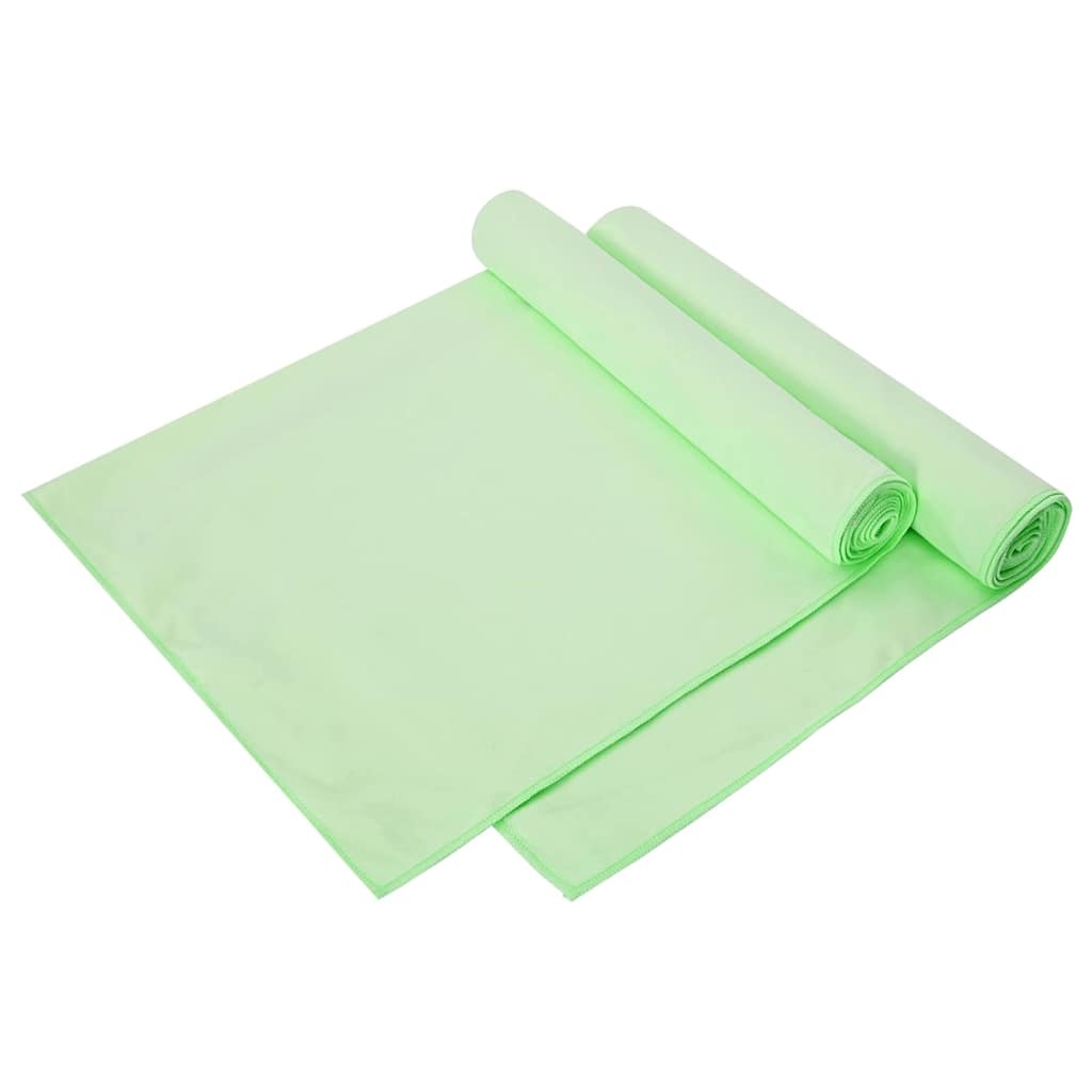 VidaXL Sporthanddoeken 2 pcs Groen 140 x 70 cm Polyester en polyamide